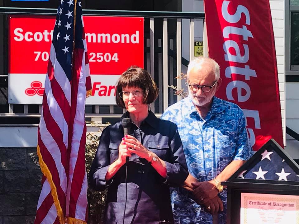 Two family members speaking at a Humboldt Heroes recognition ceremony